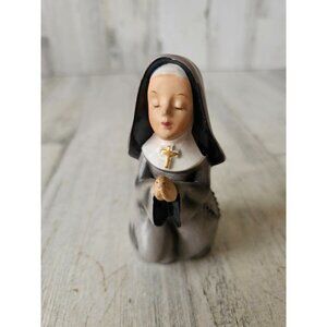 nun religious praying vintage statue figurine rosary